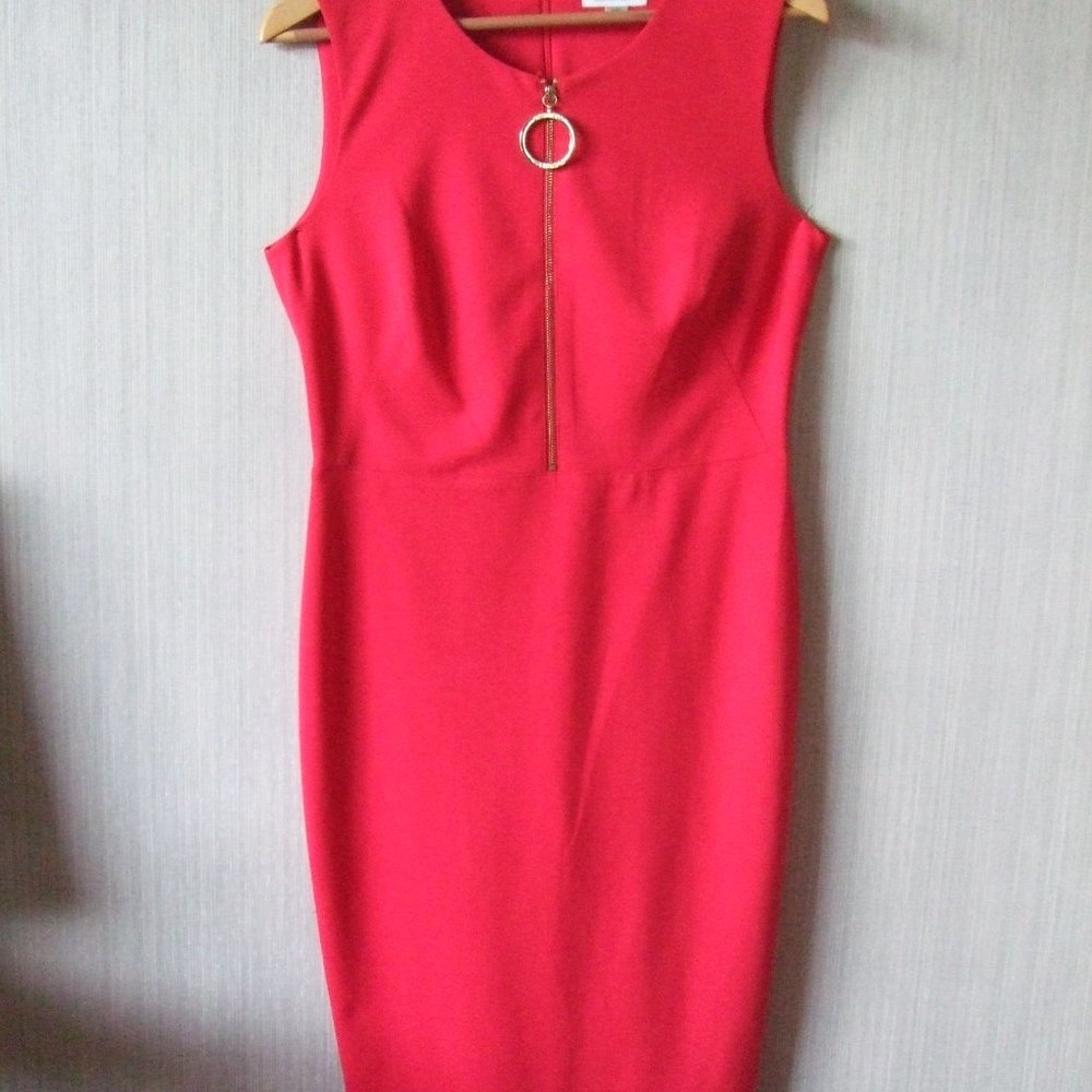 CALVIN KLEIN NWOT RED SHEATH DRESS   Size 10